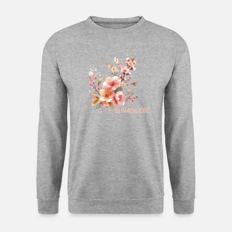 Blumenliebe - Unisex Pullover - Weißgrau meliert