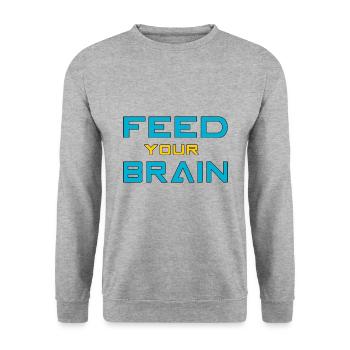 Feed your brain - füttere Dein Gehirn - Unisex Sweatshirt - salt & pepper - Front - Alina (178cm) & Michal (187cm)