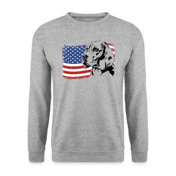 BEAGLE America Flag Dogs Dog Wilsigns - Unisex Sweatshirt - salt & pepper - Front - Alina (178cm) & Michal (187cm)