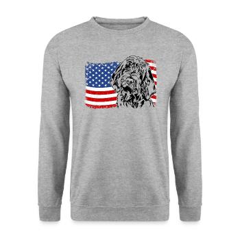 Spinone Italiano Amerika Fahne Hund Hunde Wilsigns - Unisex Pullover - Weißgrau meliert - Vorne - Alina (178cm) & Michal (187cm)
