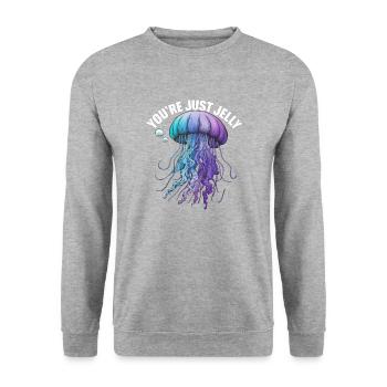 Du bist Just Jelly T-Shirt - Unisex Pullover - Weißgrau meliert - Vorne - Alina (178cm) & Michal (187cm)