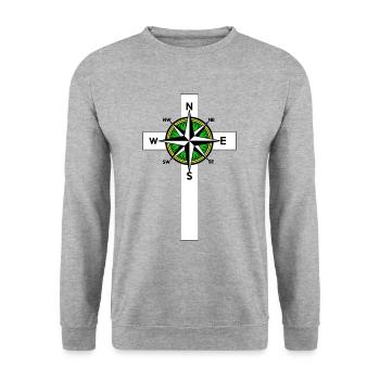 Dieu foi Jésus Compass croix religion - Sweat-shirt Unisexe - gris chiné - Devant - Alina (178cm) & Michal (187cm)