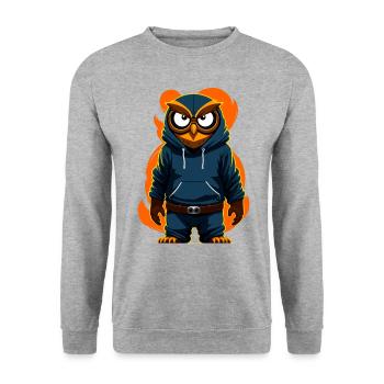 Hibou avec sweat à capuche - Sweat-shirt Unisexe - gris chiné - Devant - Alina (178cm) & Michal (187cm)