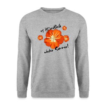 Sommer Blume - Unisex Pullover - Weißgrau meliert - Vorne - Alina (178cm) & Michal (187cm)