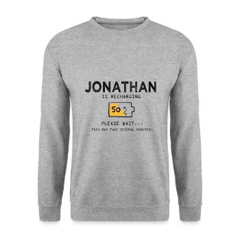 Jonathan Lustig Name Sarkastische Geschenke Name - Unisex Pullover - Weißgrau meliert - Vorne - Alina (178cm) & Michal (187cm)