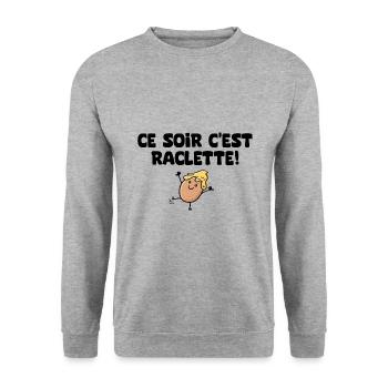 ce soir c est raclette humour - Sweat-shirt Unisexe - gris chiné - Devant - Alina (178cm) & Michal (187cm)