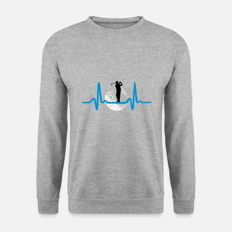 Golfer & Herzschlag - Golf - Unisex Pullover - Weißgrau meliert