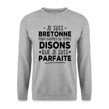Je suis bretonne parfaite - Sweat-shirt Unisexe - gris chiné - Devant - Alina (178cm) & Michal (187cm)