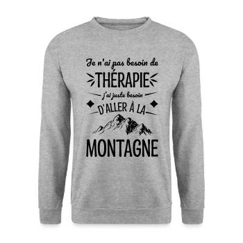 Ich muss nur in den Berg gehen Humor - Unisex Pullover - Weißgrau meliert - Vorne - Alina (178cm) & Michal (187cm)