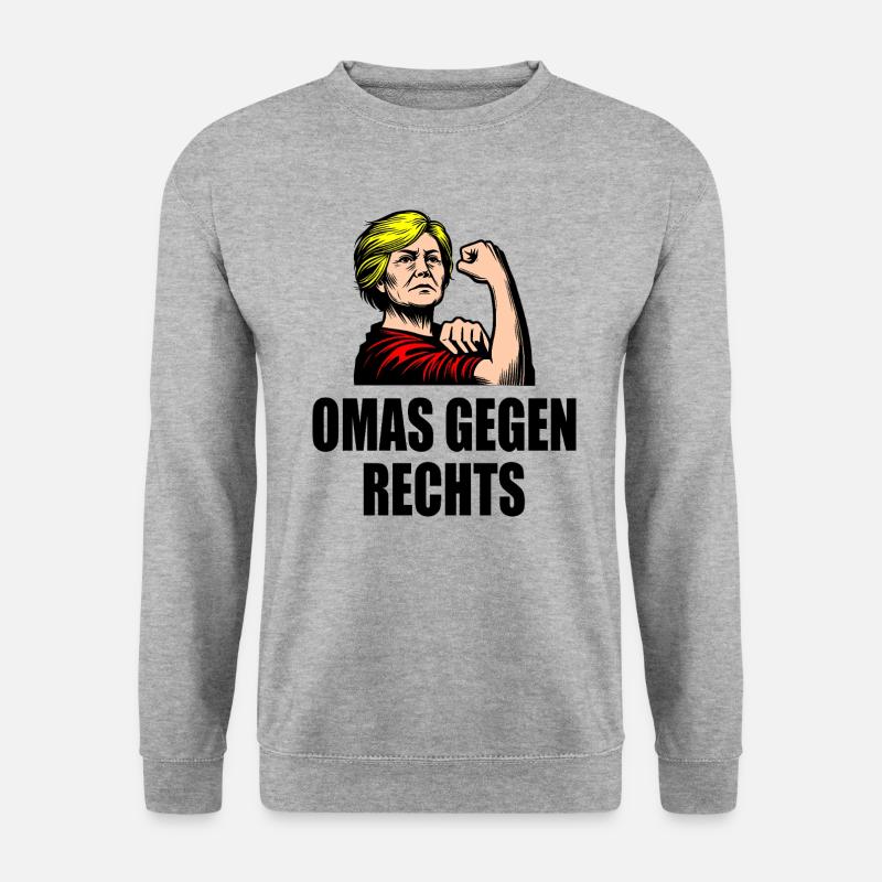 Omas gegen rechts - Unisex Pullover - Weißgrau meliert