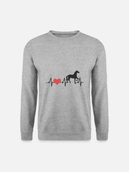 Herzschlag Pferd Pferde Reiten Reitsport Geschenk - Unisex Pullover - Weißgrau meliert