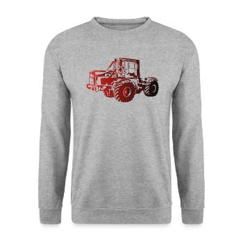 Kirovets K700 Traktor K70 - Unisex Pullover - Weißgrau meliert - Vorne - Alina (178cm) & Michal (187cm)