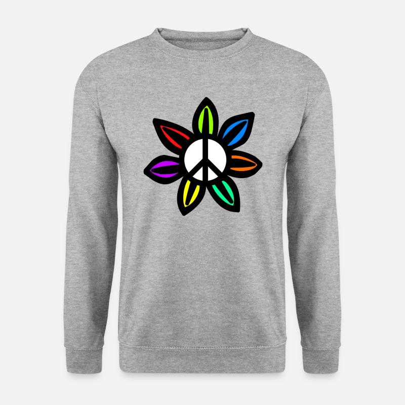 Friedensblume - Unisex Pullover - Weißgrau meliert