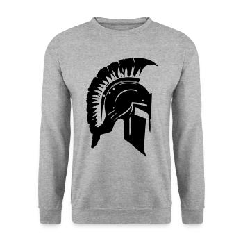 Spartaner Helm Gladiator Sparta - Unisex Pullover - Weißgrau meliert - Vorne - Alina (178cm) & Michal (187cm)