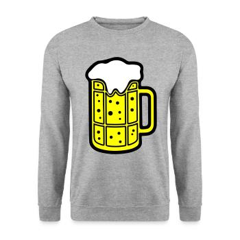 Bierkrug Bier Symbol Prost - Unisex Pullover - Weißgrau meliert - Vorne - Alina (178cm) & Michal (187cm)