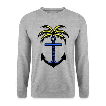 Palm Tree Anchor Icon - Unisex Sweatshirt - salt & pepper - Front - Alina (178cm) & Michal (187cm)