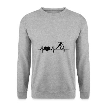 Jogging course sport battement de coeur sportif cadeau - Sweat-shirt Unisexe - gris chiné - Devant - Alina (178cm) & Michal (187cm)
