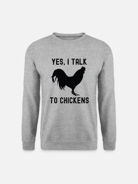 Lustig Ja, ich spreche mit Hühnern Farm Chicken Animal - Unisex Pullover - Weißgrau meliert