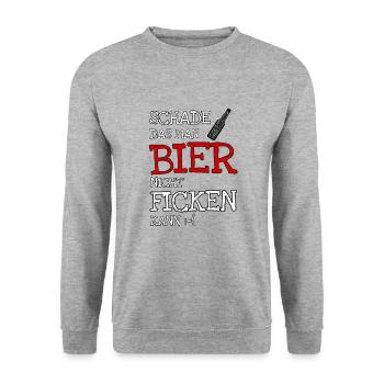Schade das man Bier nicht Ficken kann - Unisex Pullover - Weißgrau meliert - Vorne - Alina (178cm) & Michal (187cm)