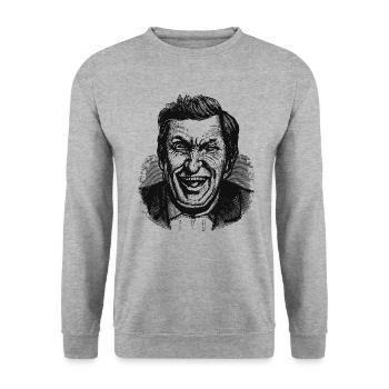verrückter Mann_geschenkidee für verrückte Freunde - Unisex Pullover - Weißgrau meliert - Vorne - Alina (178cm) & Michal (187cm)