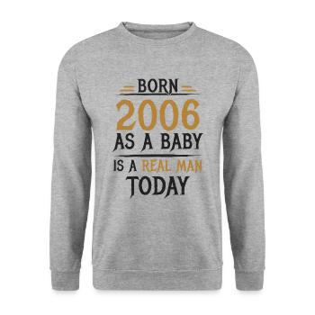 Geboren 2006 Geburtstag Richtiger Mann Männer - Unisex Pullover - Weißgrau meliert - Vorne - Alina (178cm) & Michal (187cm)