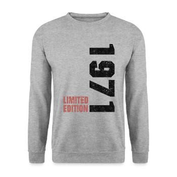 Anniversaire 1971 Born Gift Limitert Dicton - Sweat-shirt Unisexe - gris chiné - Devant - Alina (178cm) & Michal (187cm)