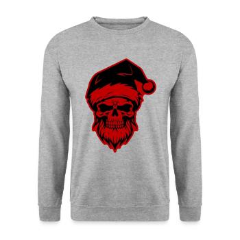 Santa Claus Skull - Unisex Sweatshirt - salt & pepper - Front - Alina (178cm) & Michal (187cm)