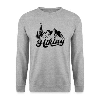 Wandern Wanderer Berge Berg Bäume Baum Natur Wald - Unisex Pullover - Weißgrau meliert - Vorne - Alina (178cm) & Michal (187cm)