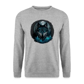 wolf - Unisex Pullover - Weißgrau meliert - Vorne - Alina (178cm) & Michal (187cm)