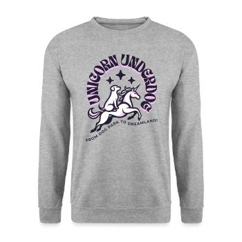 Vier Pfoten, Ein Horn: Traumland Express! - Unisex Pullover - Weißgrau meliert - Vorne - Alina (178cm) & Michal (187cm)