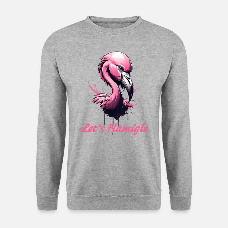 Flamingo Spaß - Tropisches Pink Party Design - Unisex Pullover - Weißgrau meliert