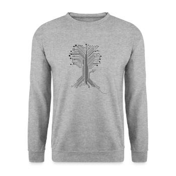 Arbre de vie numérique - Sweat-shirt Unisexe - gris chiné - Devant - Alina (178cm) & Michal (187cm)