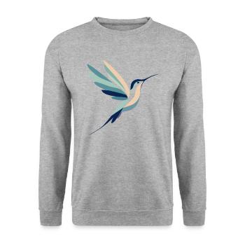 Kolibri im Flug - Unisex Pullover - Weißgrau meliert - Vorne - Alina (178cm) & Michal (187cm)
