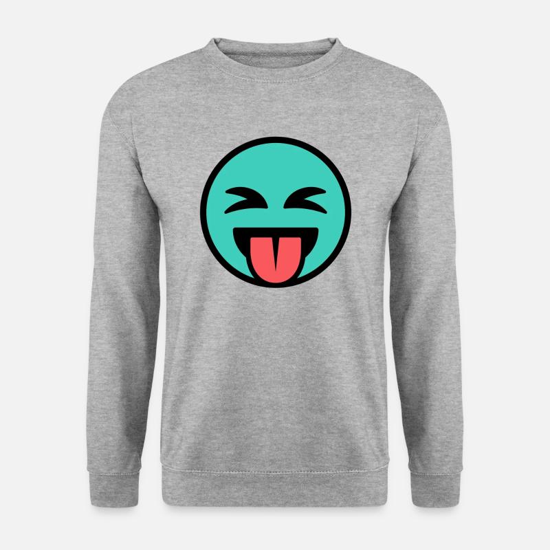 Lustiges Emoticon / Lächeln - Unisex Pullover - Weißgrau meliert