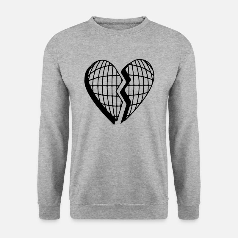 Herz gebrochen - Unisex Pullover - Weißgrau meliert