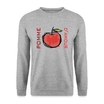 Pomme d'amour - Sweat-shirt Unisexe - gris chiné - Devant - Alina (178cm) & Michal (187cm)
