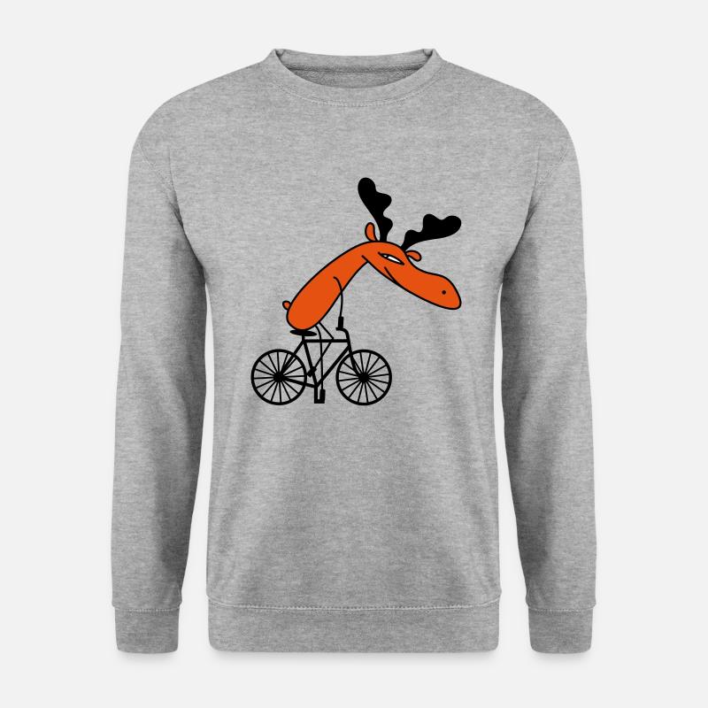 Fahrrad Elch (c) - Unisex Pullover - Weißgrau meliert