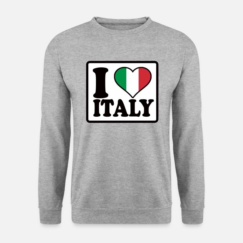 I love Italy, Italia - Unisex Pullover - Weißgrau meliert