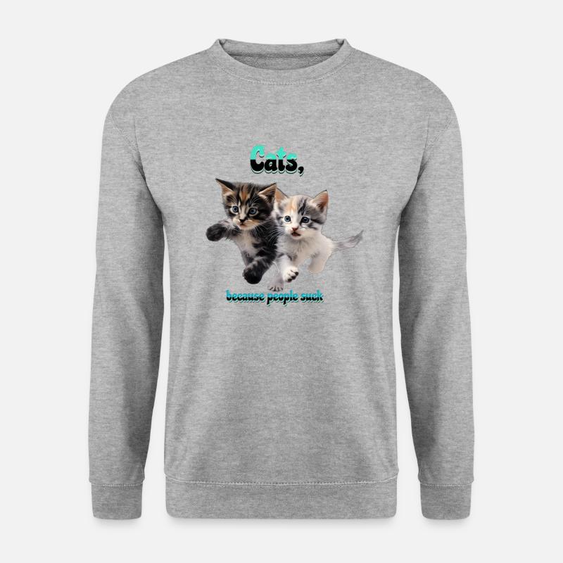 Cats, - Unisex Pullover - Weißgrau meliert