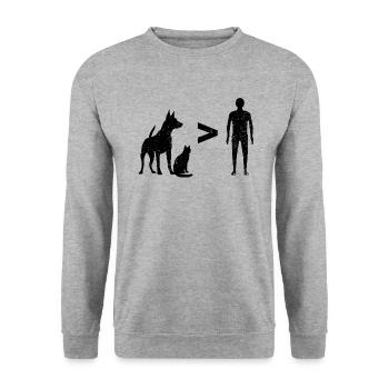 Tiere > Menschen - dunkel - Unisex Pullover - Weißgrau meliert - Vorne - Alina (178cm) & Michal (187cm)