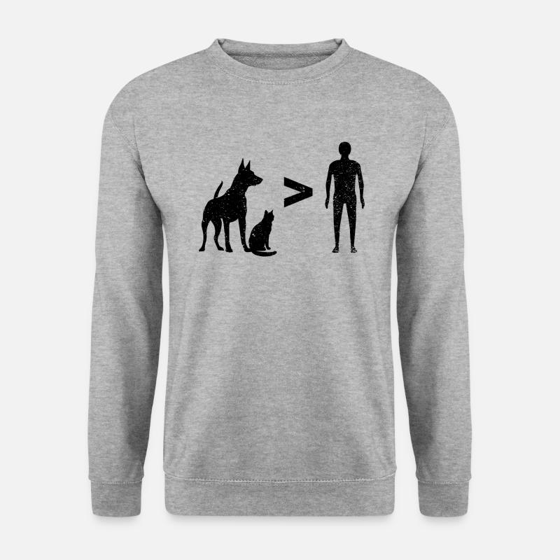 Tiere > Menschen - dunkel - Unisex Pullover - Weißgrau meliert