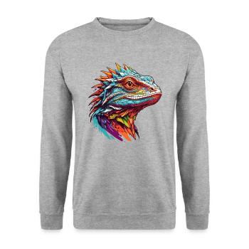 Lézard coloré Portrait Iguanes varan lézards - Sweat-shirt Unisexe - gris chiné - Devant - Alina (178cm) & Michal (187cm)