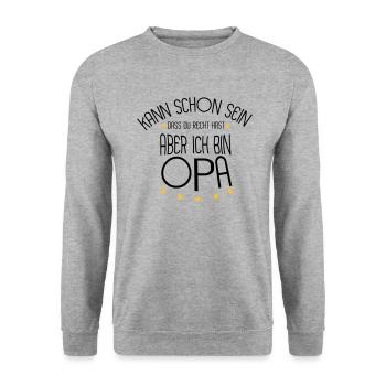 Opa - Unisex Pullover - Weißgrau meliert - Vorne - Alina (178cm) & Michal (187cm)