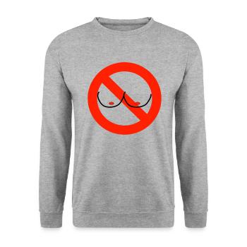 No Tits - Unisex Pullover - Weißgrau meliert - Vorne - Alina (178cm) & Michal (187cm)