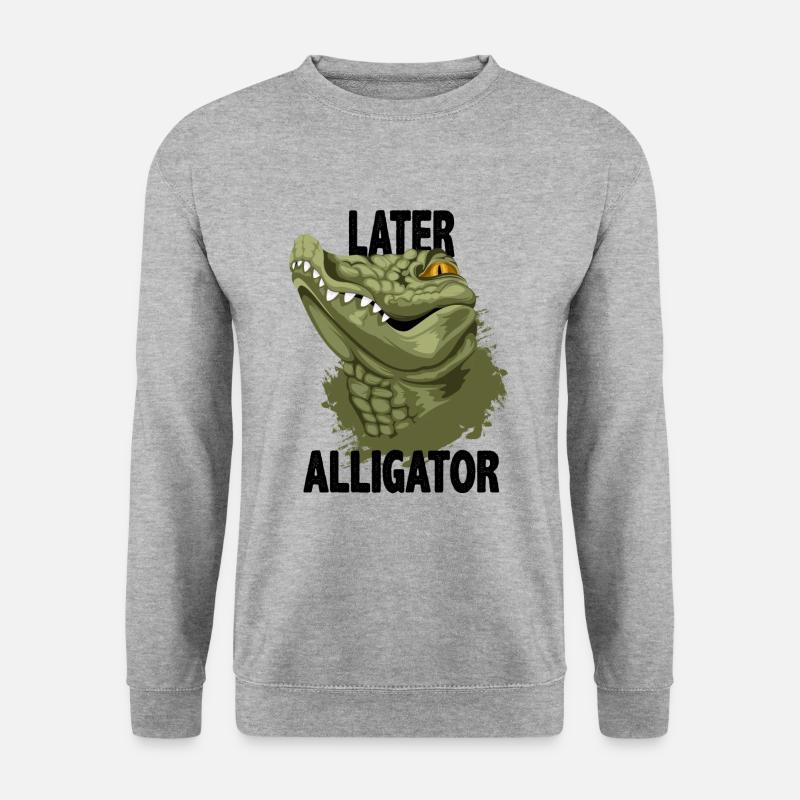 Krokodil - Unisex Pullover - Weißgrau meliert