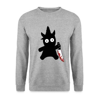 Halloween couteau d'horreur licorne peur effrayant - Sweat-shirt Unisexe - gris chiné - Devant - Alina (178cm) & Michal (187cm)
