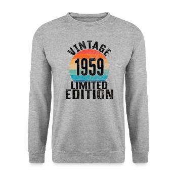 Année de naissance 1959 Vintage Limited Edition Retro - Sweat-shirt Unisexe - gris chiné - Devant - Alina (178cm) & Michal (187cm)