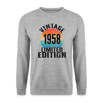 Year of birth 1958 Vintage Limited Edition Retro - Unisex Sweatshirt - salt & pepper - Front - Alina (178cm) & Michal (187cm)