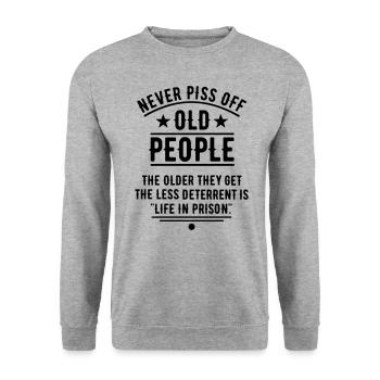 Never Piss Off Old People / Color Change Pension - Unisex Sweatshirt - salt & pepper - Front - Alina (178cm) & Michal (187cm)