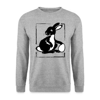 Bunny with Egg in a Frame | Vectorgraphic - Unisex Sweatshirt - salt & pepper - Front - Alina (178cm) & Michal (187cm)